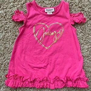 Juicy Couture Toddler Shirt | Pink Ruffle Sleeve Top | Gold Heart Logo | Size 3T